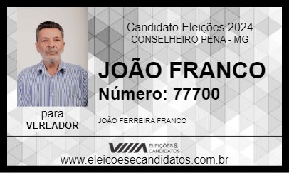 Candidato JOÃO FRANCO 2024 - CONSELHEIRO PENA - Eleições