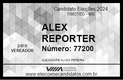 Candidato ALEX REPORTER 2024 - TIMÓTEO - Eleições