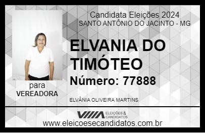 Candidato ELVANIA DO TIMÓTEO 2024 - SANTO ANTÔNIO DO JACINTO - Eleições