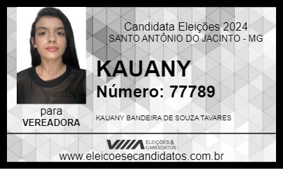 Candidato KAUANY 2024 - SANTO ANTÔNIO DO JACINTO - Eleições