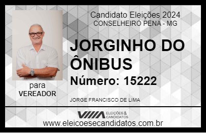 Candidato JORGINHO DO ÔNIBUS 2024 - CONSELHEIRO PENA - Eleições