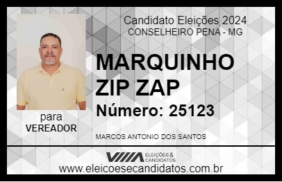 Candidato MARQUINHO ZIP ZAP 2024 - CONSELHEIRO PENA - Eleições