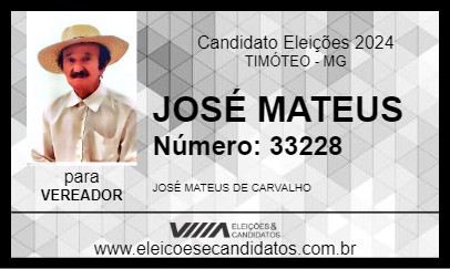 Candidato JOSÉ MATEUS 2024 - TIMÓTEO - Eleições