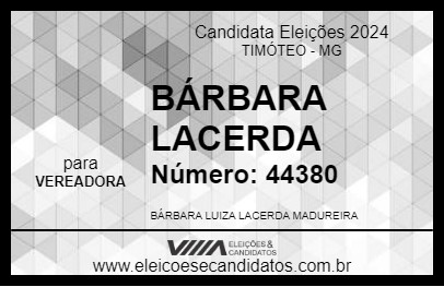 Candidato BÁRBARA LACERDA 2024 - TIMÓTEO - Eleições