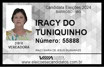 Candidato IRACY DO TUNIQUINHO 2024 - BARROSO - Eleições