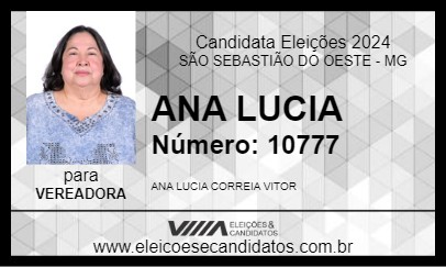 Candidato ANA LUCIA 2024 - SÃO SEBASTIÃO DO OESTE - Eleições