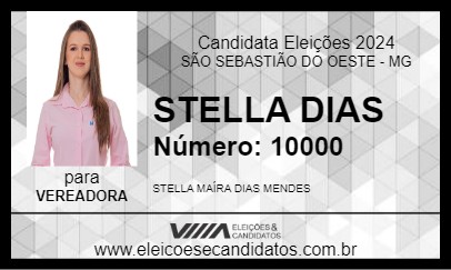 Candidato STELLA DIAS 2024 - SÃO SEBASTIÃO DO OESTE - Eleições