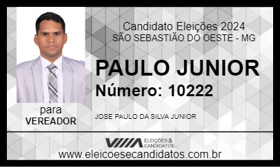 Candidato PAULO JUNIOR 2024 - SÃO SEBASTIÃO DO OESTE - Eleições