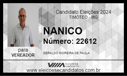 Candidato NANICO TÁ FALADO 2024 - TIMÓTEO - Eleições