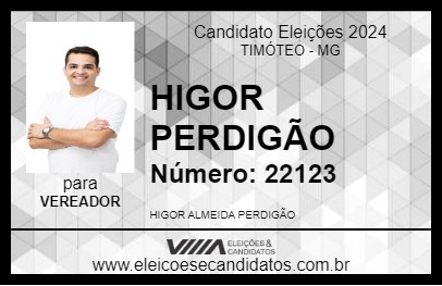 Candidato HIGOR PERDIGÃO 2024 - TIMÓTEO - Eleições