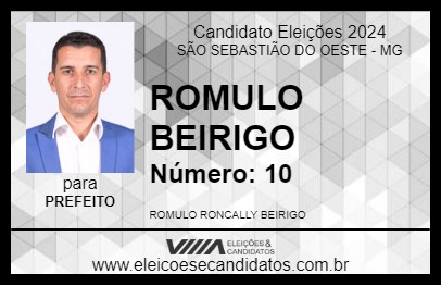 Candidato ROMULO BEIRIGO 2024 - SÃO SEBASTIÃO DO OESTE - Eleições