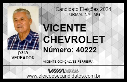 Candidato VICENTE CHEVROLET 2024 - TURMALINA - Eleições