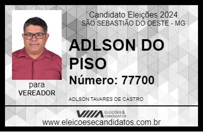 Candidato ADLSON DO PISO 2024 - SÃO SEBASTIÃO DO OESTE - Eleições