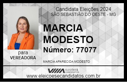 Candidato MARCIA MODESTO 2024 - SÃO SEBASTIÃO DO OESTE - Eleições