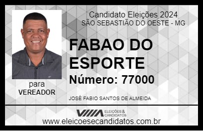 Candidato FABÃO DO ESPORTE 2024 - SÃO SEBASTIÃO DO OESTE - Eleições