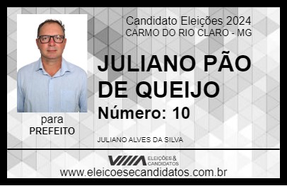 Candidato JULIANO PÃO DE QUEIJO 2024 - CARMO DO RIO CLARO - Eleições