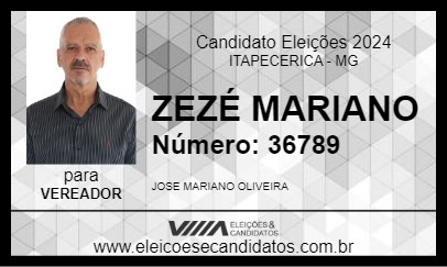 Candidato ZEZÉ MARIANO 2024 - ITAPECERICA - Eleições