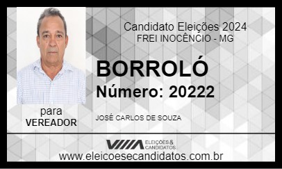 Candidato BORROLÓ 2024 - FREI INOCÊNCIO - Eleições