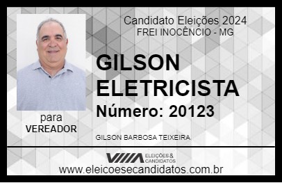 Candidato GILSON ELETRICISTA 2024 - FREI INOCÊNCIO - Eleições