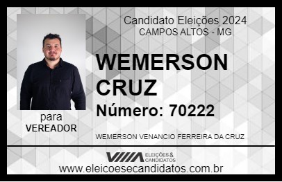 Candidato WEMERSON CRUZ 2024 - CAMPOS ALTOS - Eleições