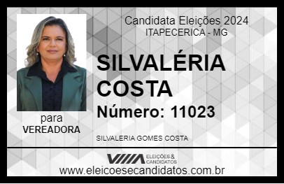 Candidato SILVALÉRIA COSTA 2024 - ITAPECERICA - Eleições