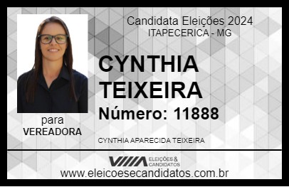 Candidato CYNTHIA TEIXEIRA 2024 - ITAPECERICA - Eleições