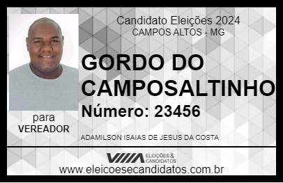 Candidato GORDO DO CAMPOSALTINHO 2024 - CAMPOS ALTOS - Eleições