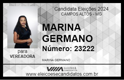 Candidato MARINA GERMANO 2024 - CAMPOS ALTOS - Eleições