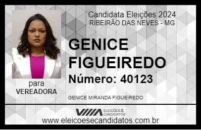 Candidato GENICE FIGUEIREDO 2024 - RIBEIRÃO DAS NEVES - Eleições