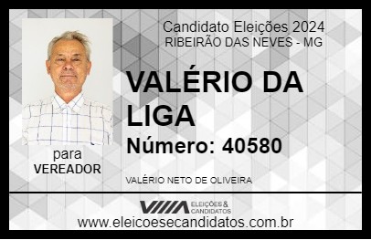 Candidato VALÉRIO DA LIGA 2024 - RIBEIRÃO DAS NEVES - Eleições