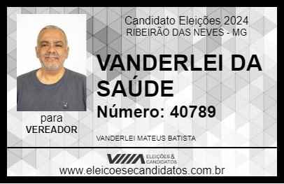 Candidato VANDERLEI DA SAÚDE 2024 - RIBEIRÃO DAS NEVES - Eleições