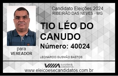 Candidato TIO LÉO DO CANUDO 2024 - RIBEIRÃO DAS NEVES - Eleições