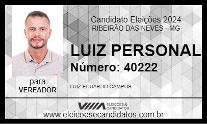 Candidato LUIZ PERSONAL  2024 - RIBEIRÃO DAS NEVES - Eleições