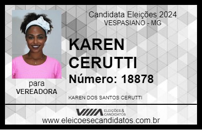 Candidato KAREN CERUTTI 2024 - VESPASIANO - Eleições