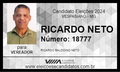 Candidato RICARDO NETO 2024 - VESPASIANO - Eleições