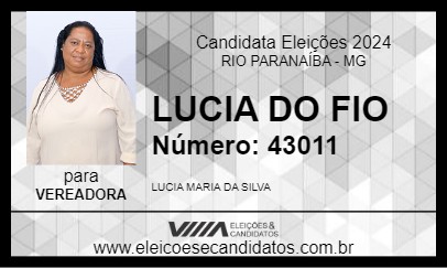 Candidato LUCIA DO FIO 2024 - RIO PARANAÍBA - Eleições