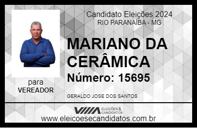 Candidato MARIANO DA CERÂMICA 2024 - RIO PARANAÍBA - Eleições