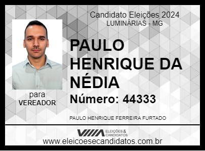 Candidato PAULO HENRIQUE DA NÉDIA 2024 - LUMINÁRIAS - Eleições