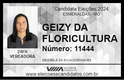 Candidato GEIZY DA FLORICULTURA 2024 - ESMERALDAS - Eleições