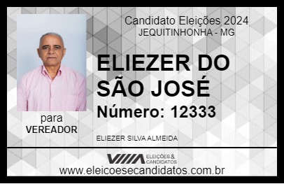 Candidato ELIEZER DO SÃO JOSÉ 2024 - JEQUITINHONHA - Eleições