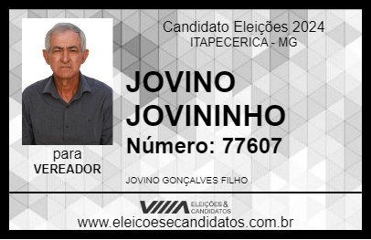 Candidato JOVINO JOVININHO 2024 - ITAPECERICA - Eleições