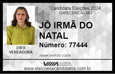 Candidato JÔ IRMÃ DO NATAL 2024 - ITAPECERICA - Eleições