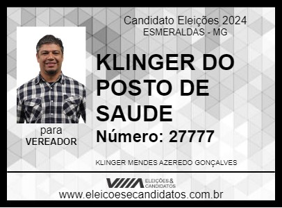 Candidato KLINGER DO POSTO DE SAUDE 2024 - ESMERALDAS - Eleições