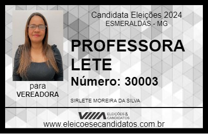 Candidato PROFESSORA LETE 2024 - ESMERALDAS - Eleições