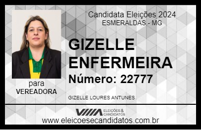 Candidato GIZELLE ENFERMEIRA 2024 - ESMERALDAS - Eleições