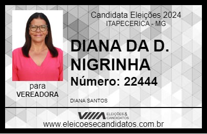 Candidato DIANA DA D. NIGRINHA 2024 - ITAPECERICA - Eleições