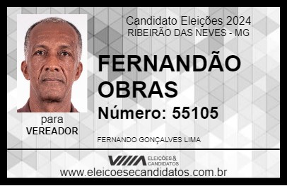 Candidato FERNANDÃO OBRAS 2024 - RIBEIRÃO DAS NEVES - Eleições