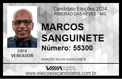 Candidato MARCOS SANGUINETE 2024 - RIBEIRÃO DAS NEVES - Eleições