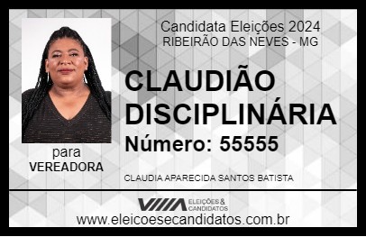 Candidato CLAUDIÃO DISCIPLINÁRIA 2024 - RIBEIRÃO DAS NEVES - Eleições