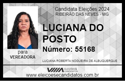 Candidato LUCIANA DO POSTO 2024 - RIBEIRÃO DAS NEVES - Eleições